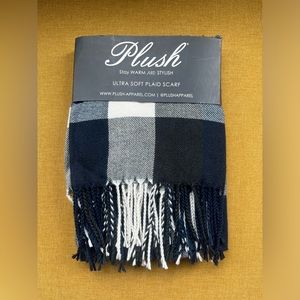 Navy, Charcoal and White Ultra Soft Plaid Scarf - One Size